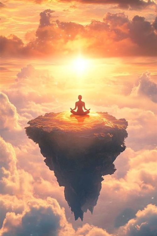 Floating Island Meditation Embracing Serenity Above the Clouds