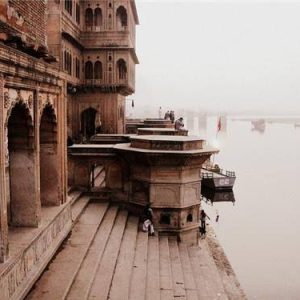 Historic Keshi Ghat beside the Yamuna River in Vrindavan.