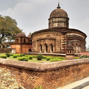 Historic Madan Mohan Temple standing above the Yamuna in Vrindavan.